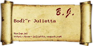 Boár Julietta névjegykártya